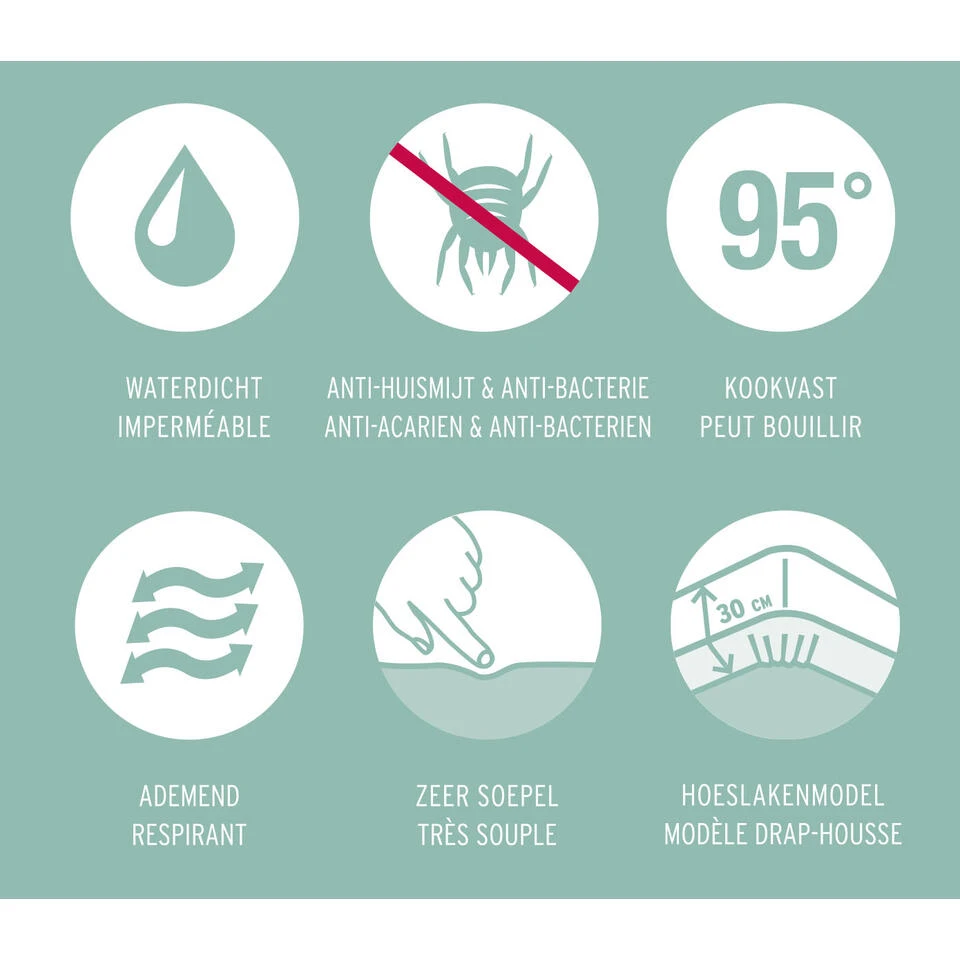 Mistral Home Matrasbeschermer Waterdicht -100% Katoen - 180x200x30 Cm - Afbeelding 3