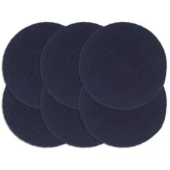 VidaXL Placemats 6 St Rond 38 Cm Katoen Effen Marineblauw