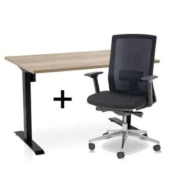 MRC EASY Set - Zit-sta Bureau + Bureaustoel - 120x80 - Robuust Eiken