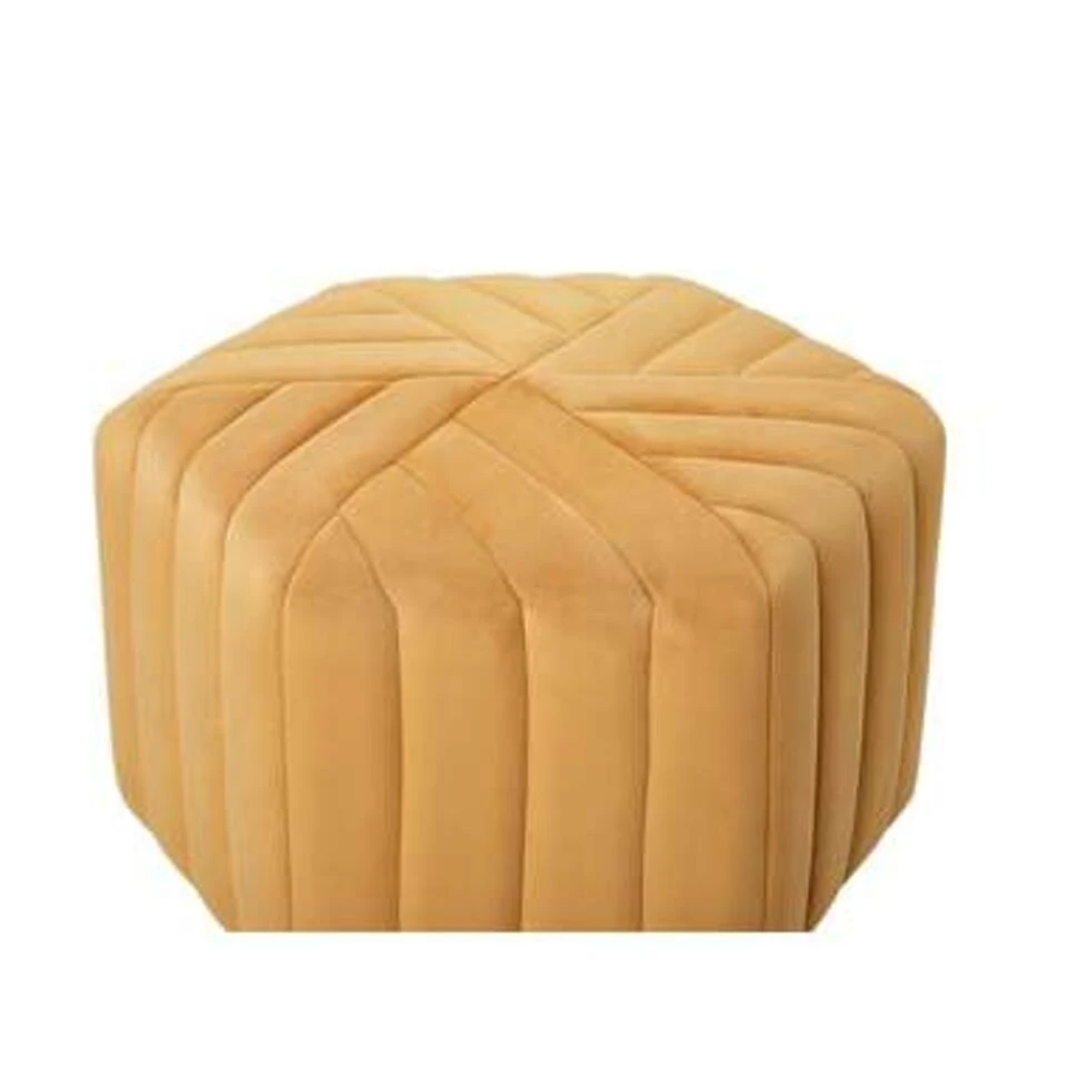 Beliani Poef MURIETTA - Geel Fluweel - Afbeelding 3