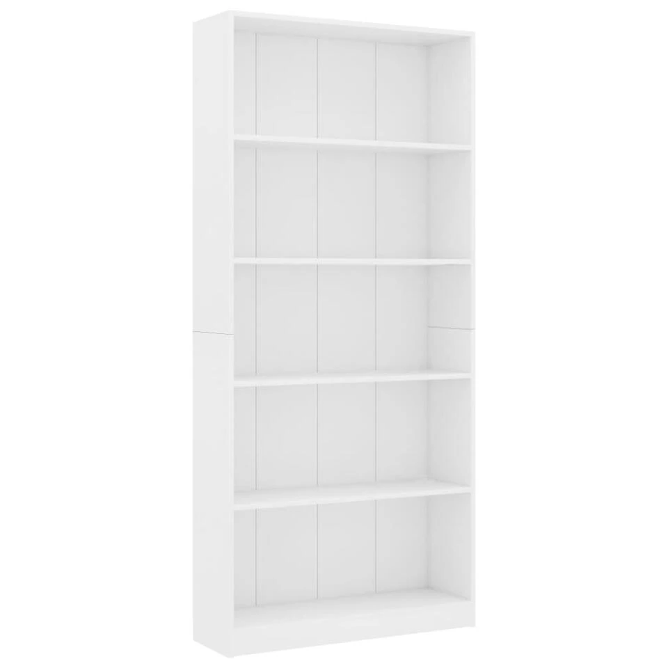 VidaXL Boekenkast Met 5 Schappen 80x24x175 Cm Bewerkt Hout Wit