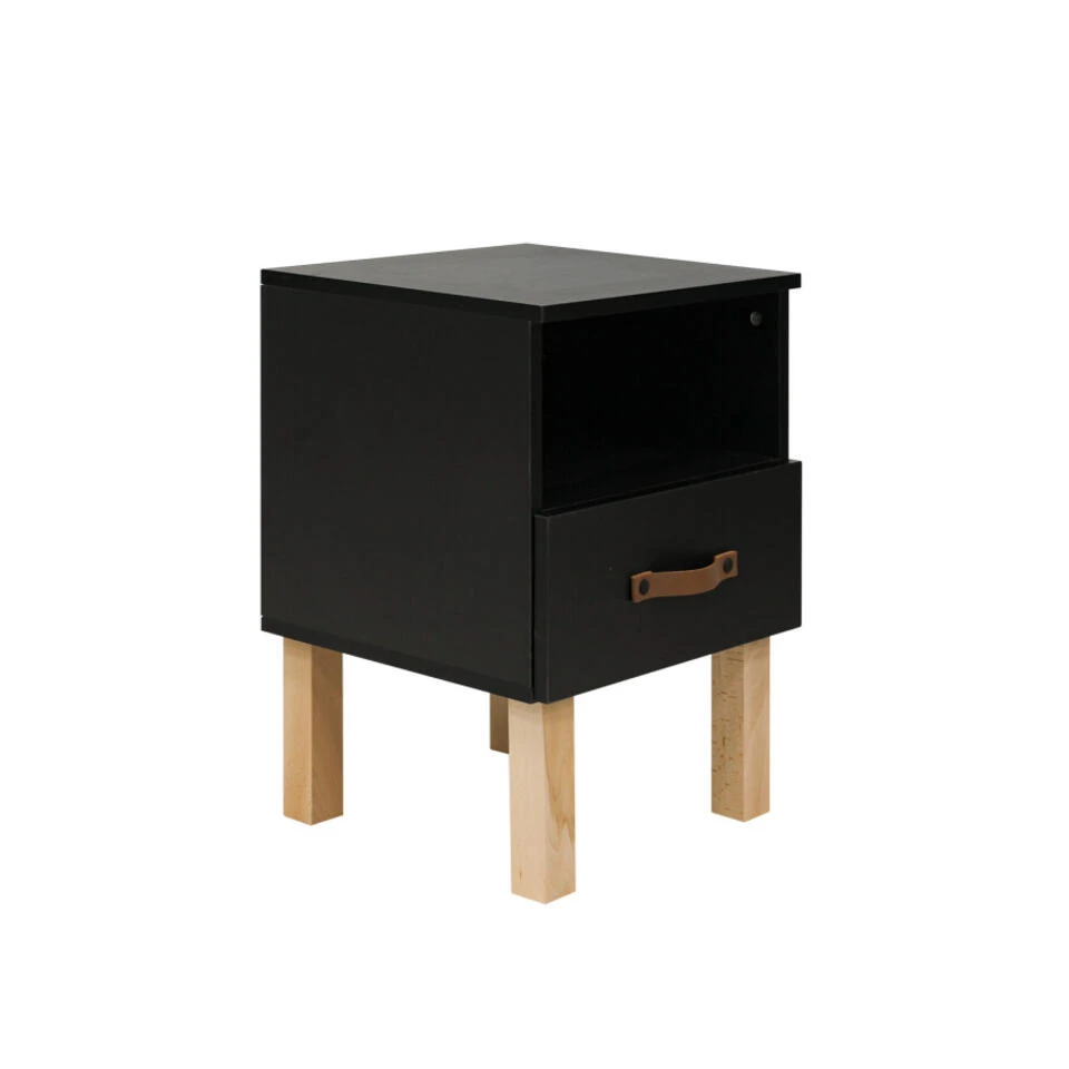 Bopita Floris Nachtkastje - Mat Zwart/Naturel - Afbeelding 3