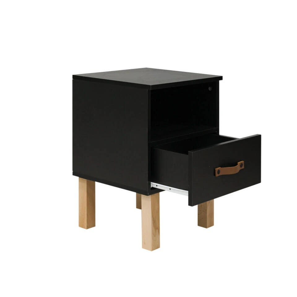 Bopita Floris Nachtkastje - Mat Zwart/Naturel - Afbeelding 4