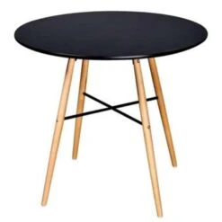 VidaXL Eettafel Rond MDF Zwart