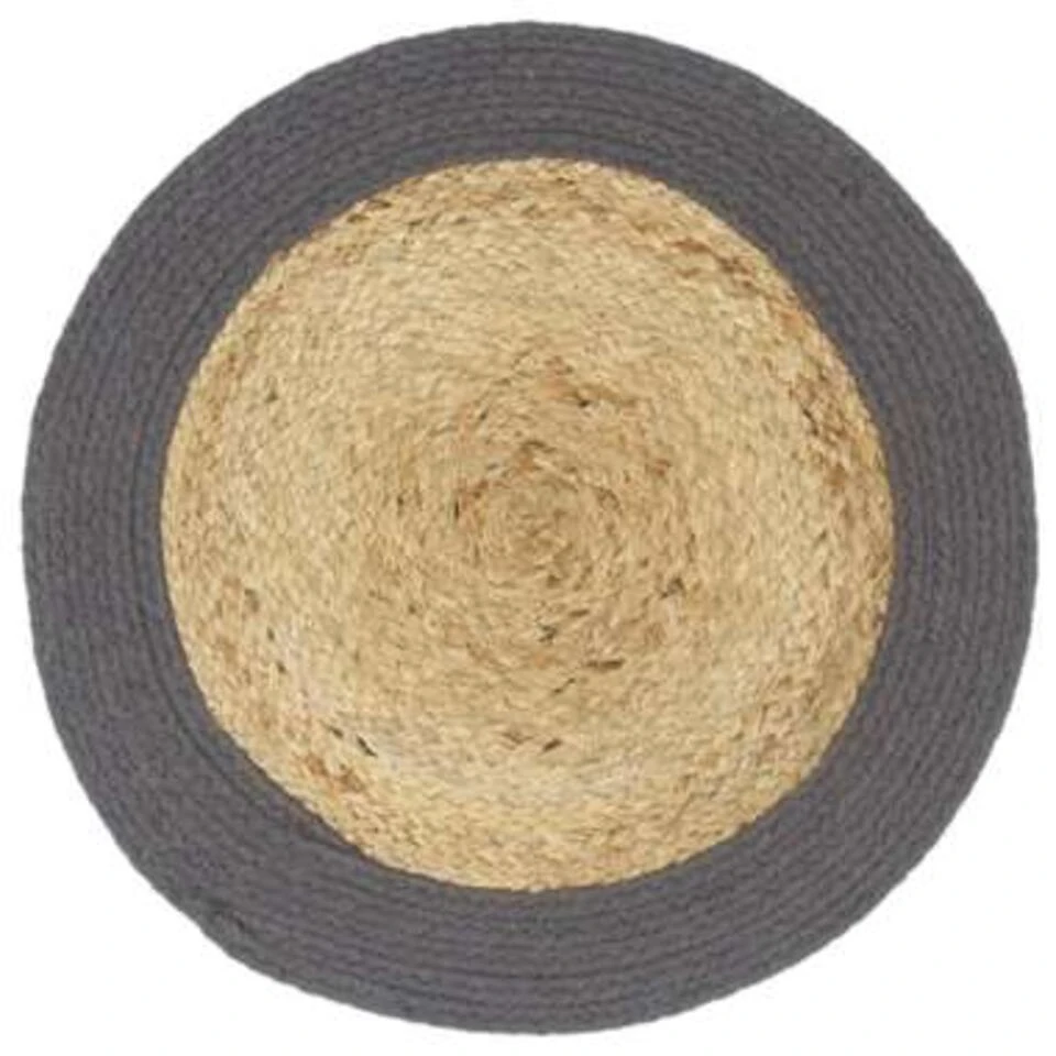 VidaXL Placemats 6 St 38 Cm Jute En Katoen Natuurlijk En Antraciet - Afbeelding 3