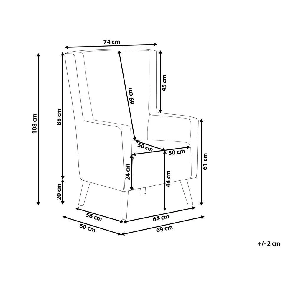 Beliani Oorfauteuil ONEIDA - Geel Fluweel - Afbeelding 3