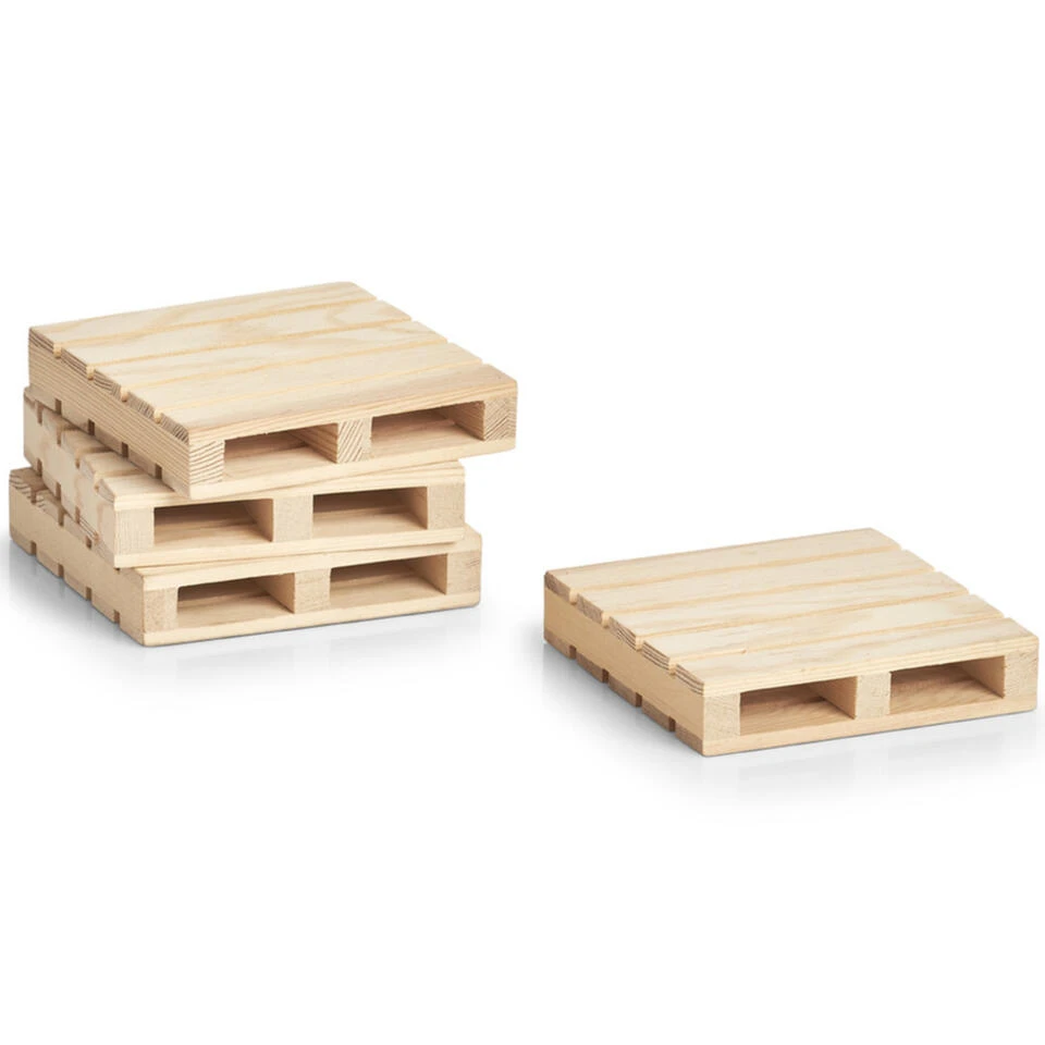 Zeller Glazenonderzetters - 4 Stuks - Hout - 10 Cm - Afbeelding 2