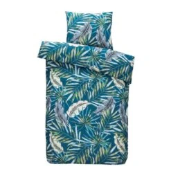 Comfort Dekbedovertrek Jasmine Botanisch - Blauwgroen - 140x200/220 Cm
