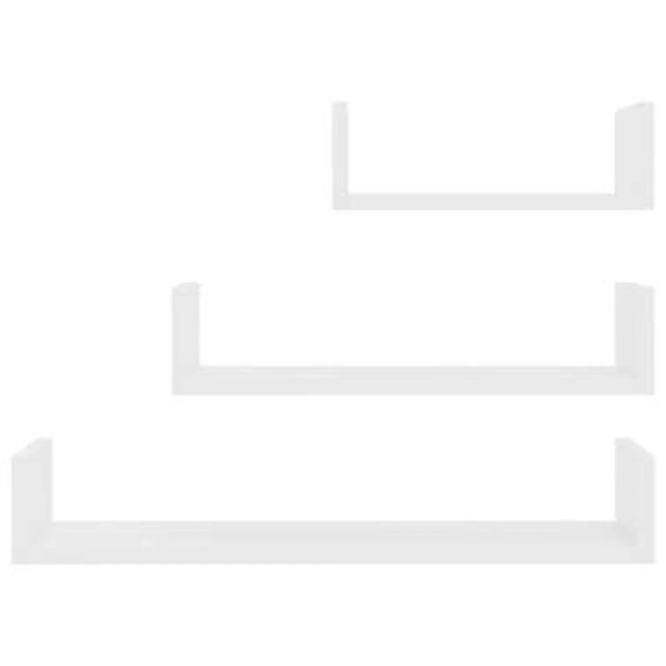 VidaXL Wandschappen 3 St Bewerkt Hout Wit - Afbeelding 4