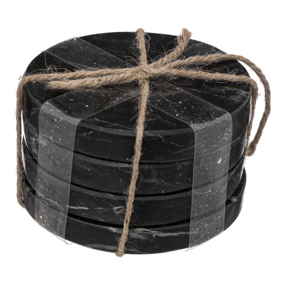 Secret De Gourmet Onderzetters Voor Glazen - 4 Stuks - Marmer - Zwart - Afbeelding 3