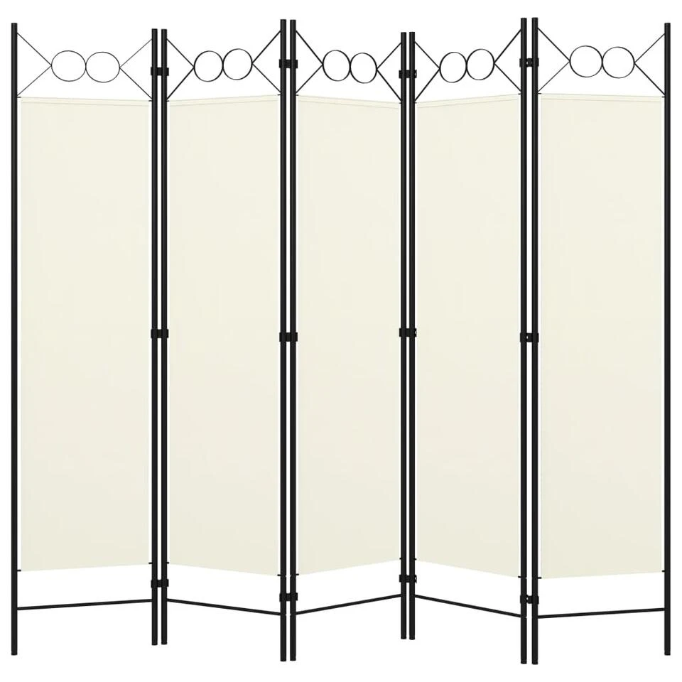 VidaXL Kamerscherm Met 5 Panelen 200x180 Cm Crèmewit - Afbeelding 2