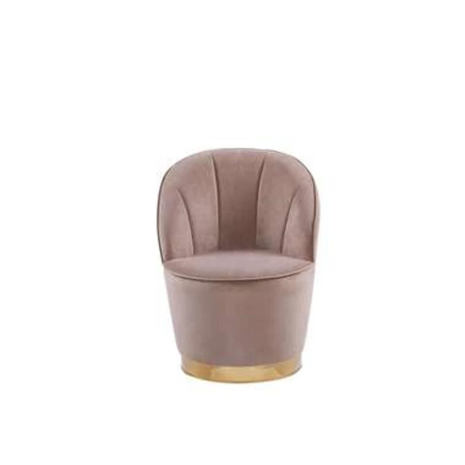 Beliani Fauteuil ALBY - Beige Fluweel - Afbeelding 3