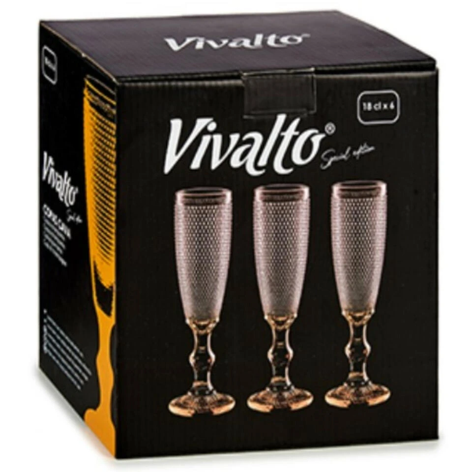 Vivalto - Luxe Champagneglazen Monaco Serie Set 6x Op Goud Voet 180 Ml - Afbeelding 3