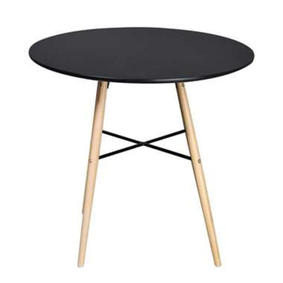 VidaXL Eettafel Rond MDF Zwart - Afbeelding 2