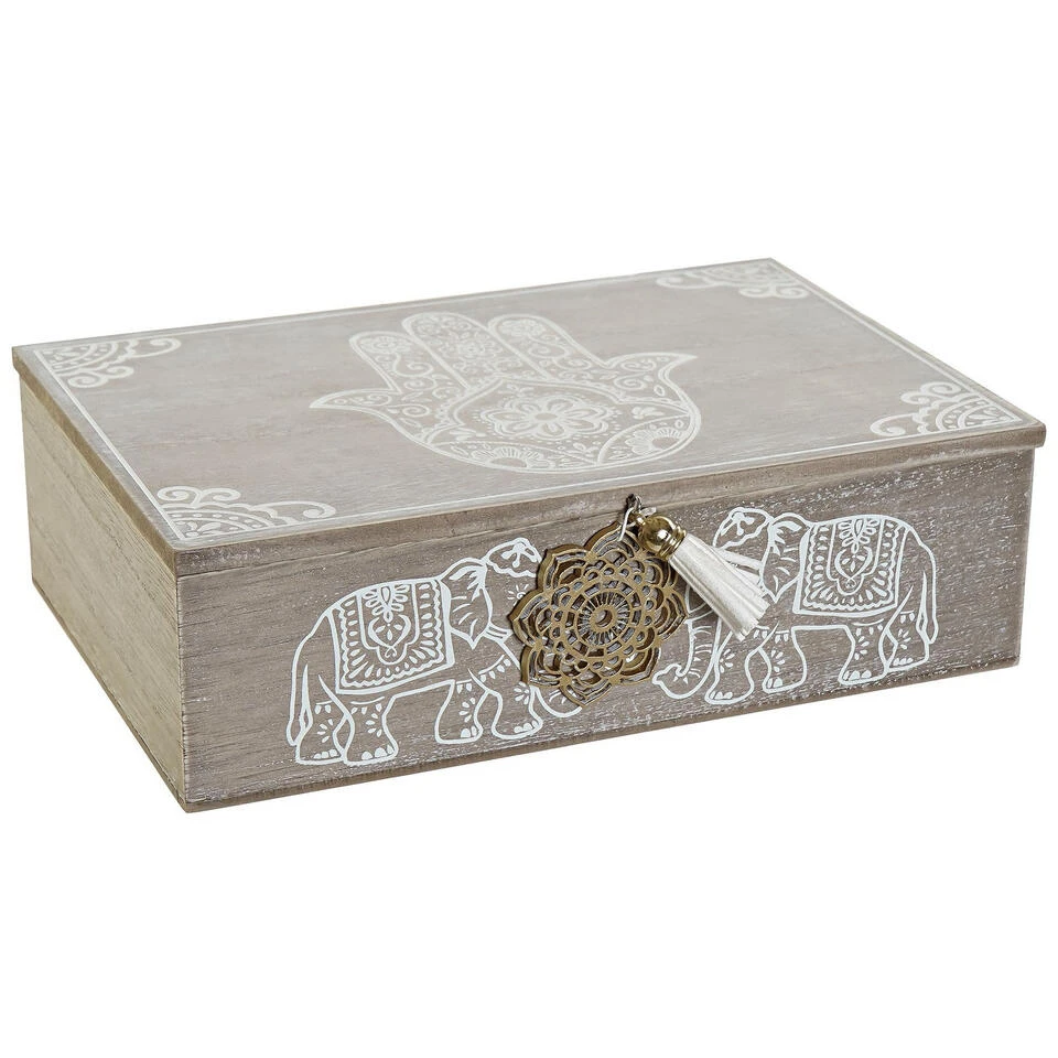 Items Theedoos - 6-vaks - Hout - Indian - 24 X 16 X 7 Cm - Afbeelding 2