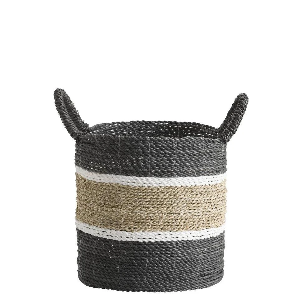 Mand Bologna - Naturel/zwart/wit - 35xØ33 Cm