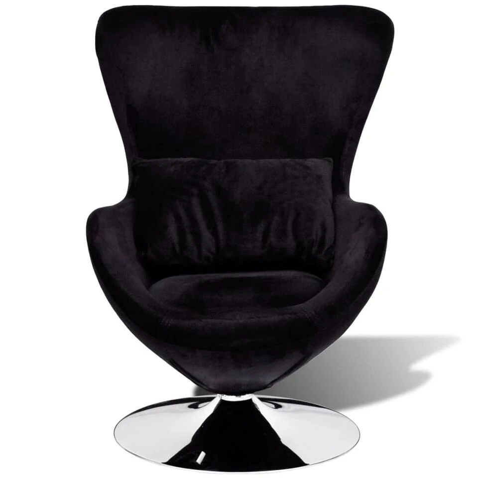 VidaXL Fauteuil Eivormig Zwart - Afbeelding 2