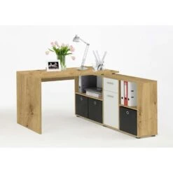 Hoekbureau Lex - Eikenkleur/wit - 136x68x75 Cm