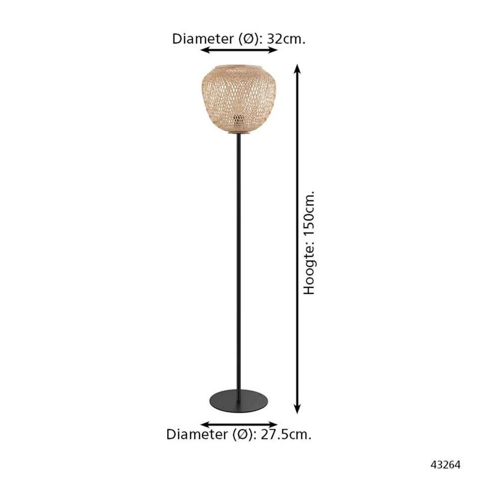 EGLO Vloerlamp Dembleby - Zwart/bruin - Afbeelding 2