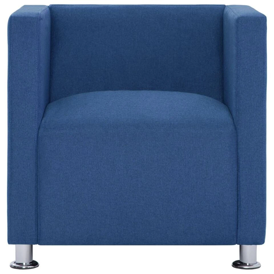 VidaXL Fauteuil Kubus Stof Blauw - Afbeelding 3