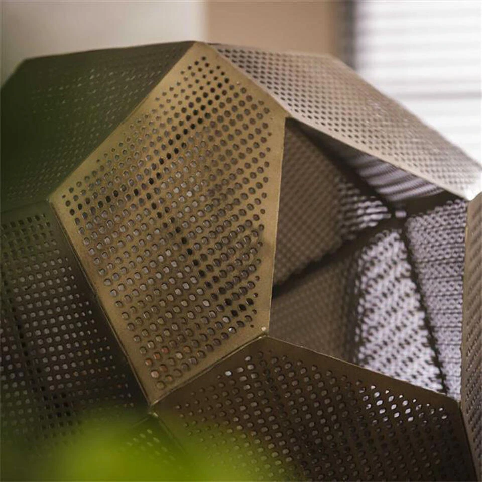 Industriële Tafellamp Polly Hexagon Metaal - 30x30x30 Cm - Metaal - Koperkleurig - Afbeelding 3