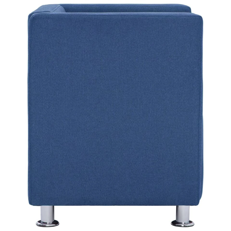 VidaXL Fauteuil Kubus Stof Blauw - Afbeelding 4