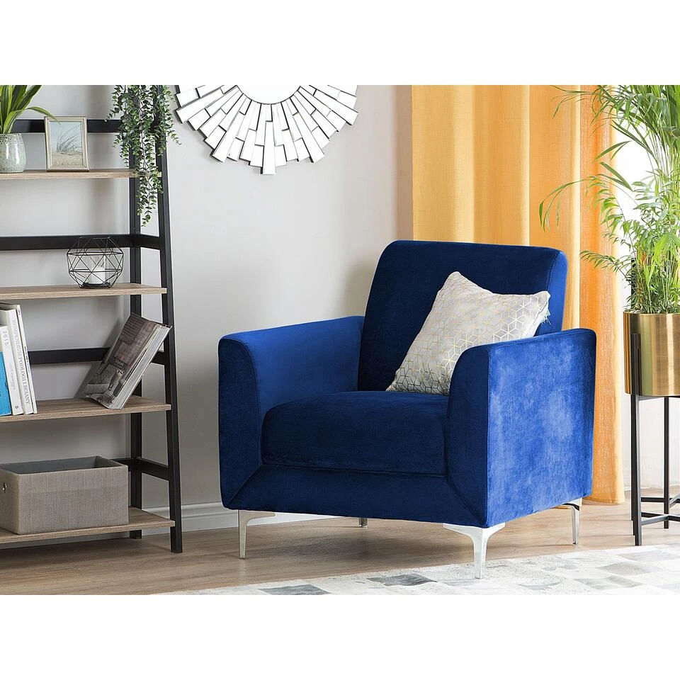 Beliani Fauteuil FENES - Blauw Fluweel - Afbeelding 2
