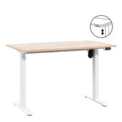 Bureau Homeworx Zit/sta Elektrisch Verstelbaar – Eikenkleur/wit - 75/118x120x70 Cm