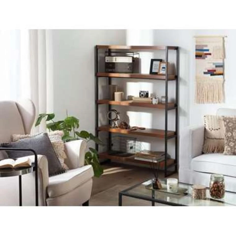 Beliani Boekenkast TIFTON - Donkere Houtkleur Mdf - Afbeelding 2