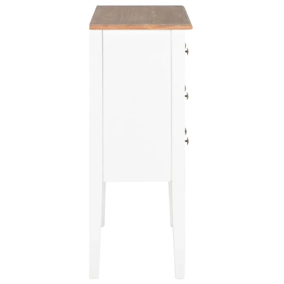 VidaXL Dressoir 54x30x80 Cm Massief Hout Wit - Afbeelding 4