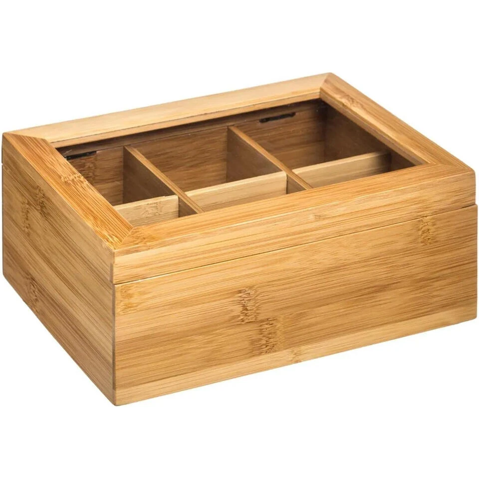 Secret De Gourmet Theedoos - 6-vaks - Bamboe Hout - 22 X 15 Cm - Afbeelding 4