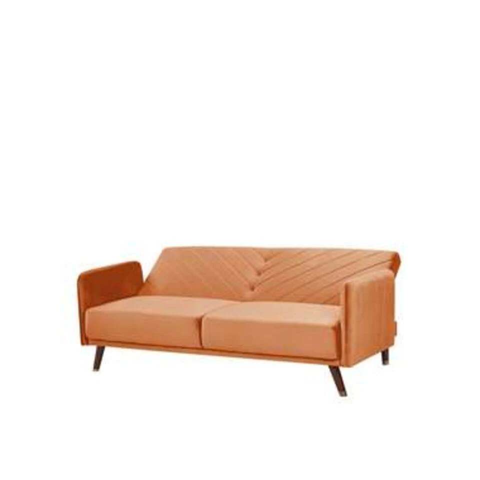 Beliani Driezitsbank - SENJA Oranje Fluweel - Afbeelding 3