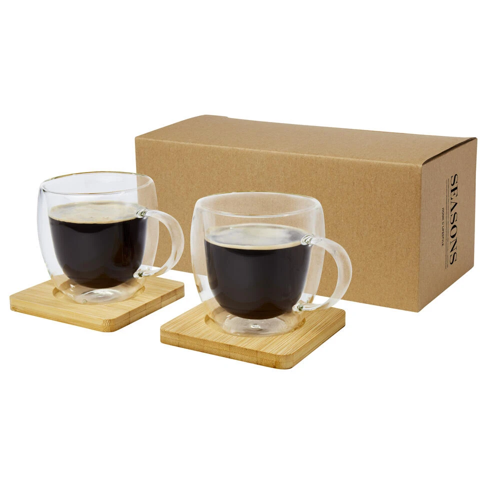 Seasons Dubbelwandige Koffieglazen 250 Ml - 2 St - Incl. Onderzetters - Afbeelding 2
