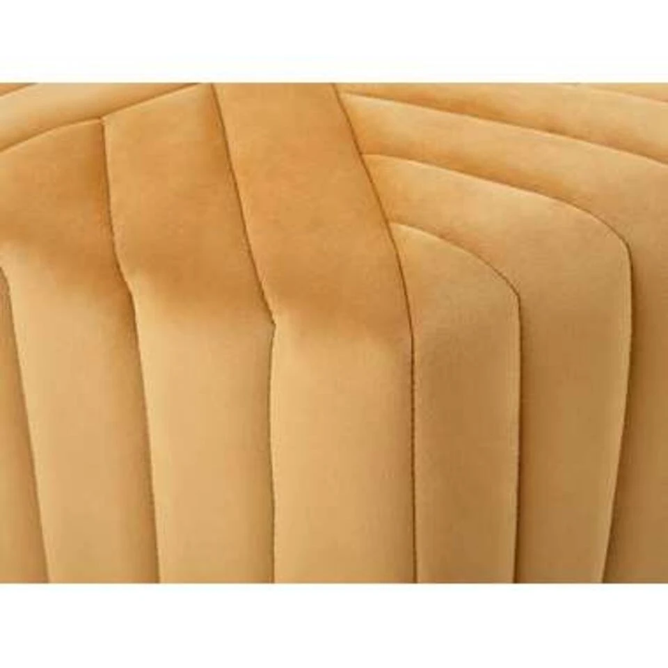 Beliani Poef MURIETTA - Geel Fluweel - Afbeelding 4