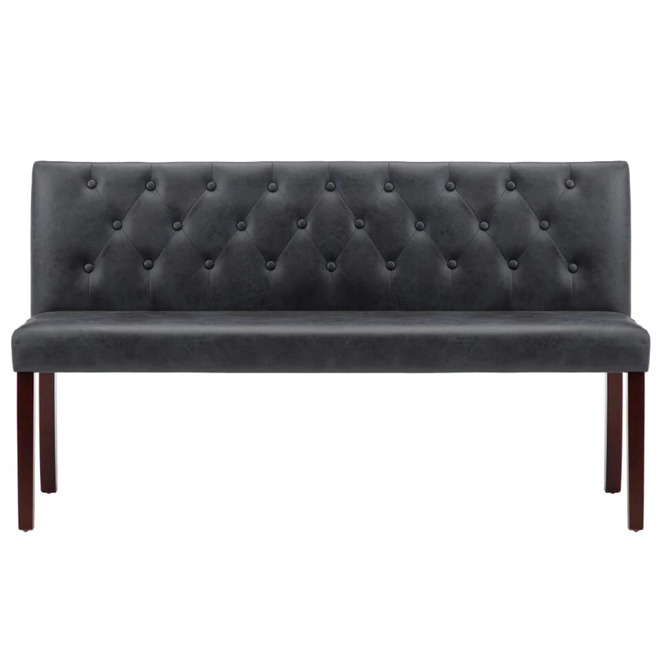 VidaXL Bankje 148,5 Cm Kunstsuède Grijs - Afbeelding 3