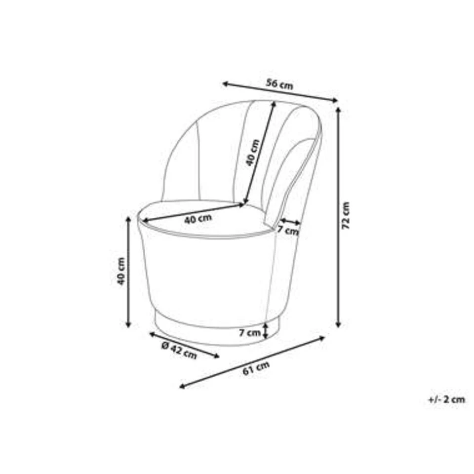 Beliani Fauteuil ALBY - Beige Fluweel - Afbeelding 4