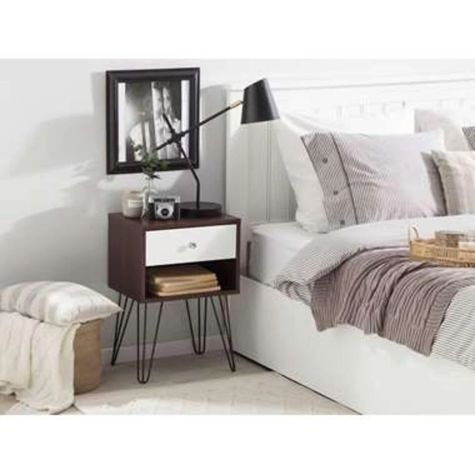 Beliani Nachtkast ARVIN - Donkere Houtkleur Mdf - Afbeelding 2