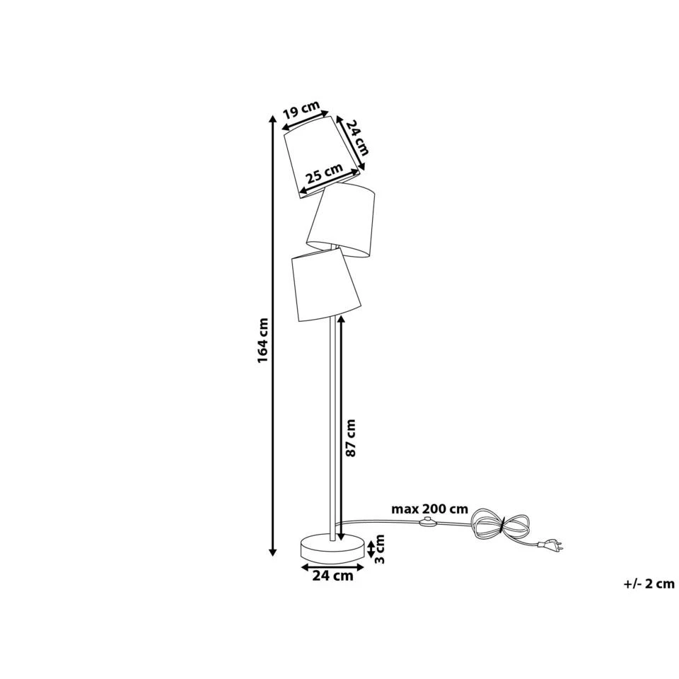 Beliani Staande Lamp RIO GRANDE - Wit Metaal - Afbeelding 3