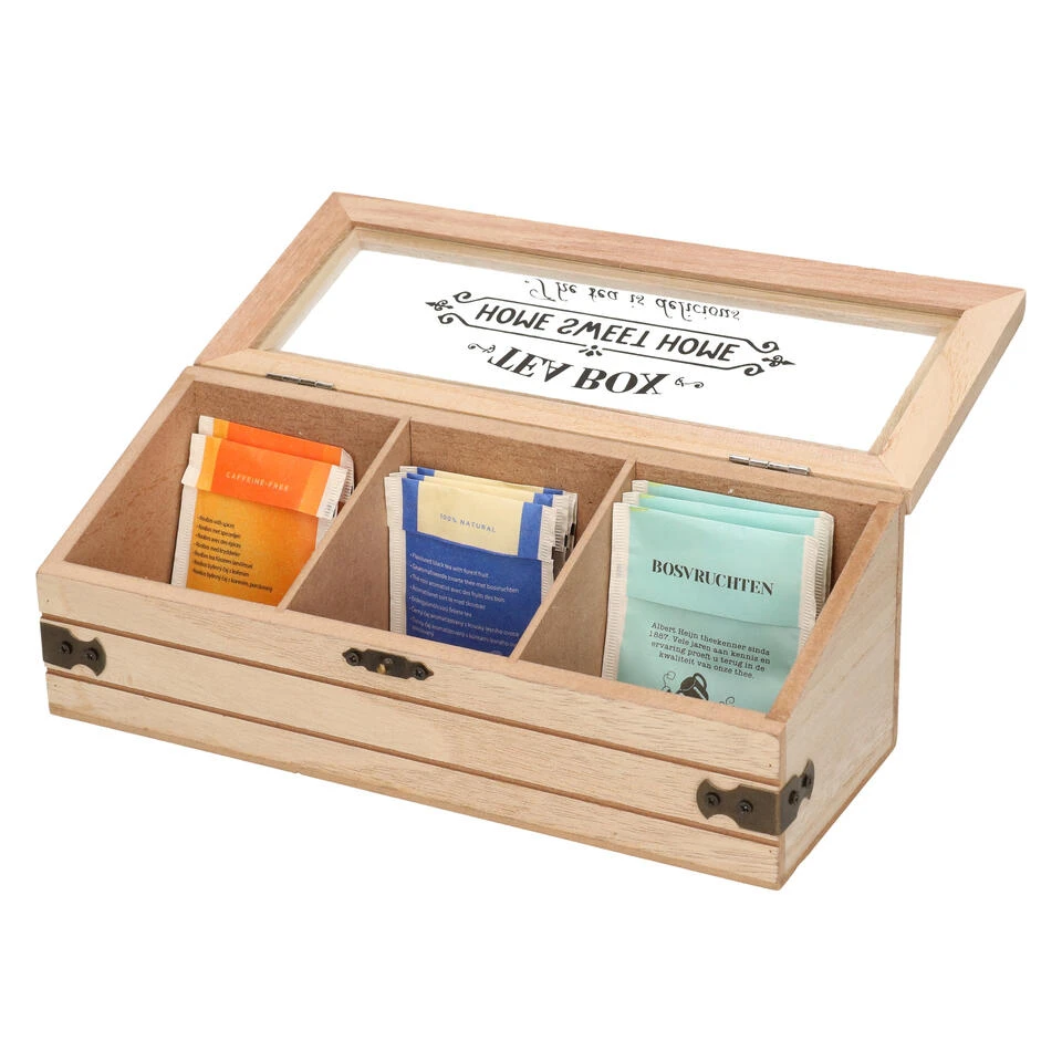 Excellent Houseware Theedoos - Hout - 3-vaks - 24 X 9 Cm - Afbeelding 2